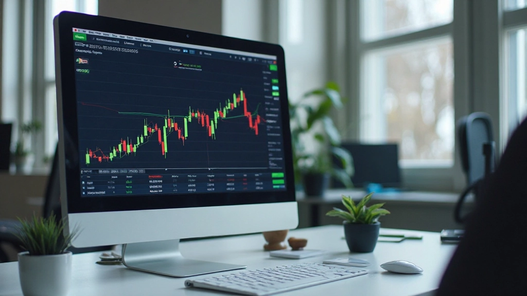 Analiza danych finansowych i wykresów giełdowych na monitorze komputera