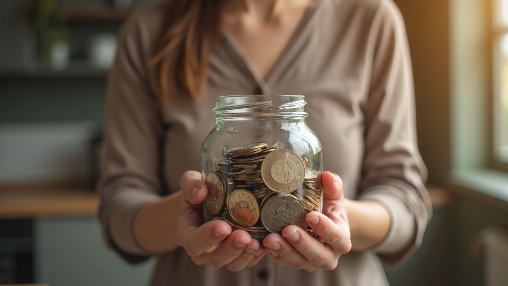 Słoik z monetami symbolizujący oszczędzanie i długoterminowe cele finansowe