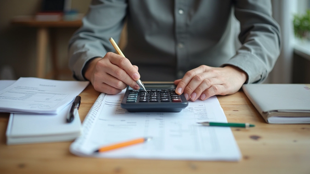 Osoba pracująca z kalkulatorem i notatkami budżetowymi