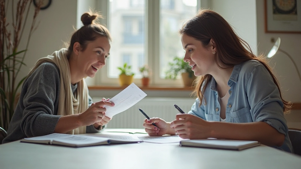 Dwie osoby omawiają strategię inwestycyjną przy stole